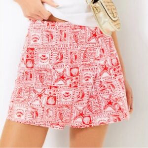 Red and White Patterned Skirt